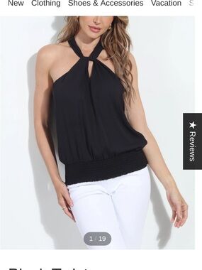 Veronica M Black Neck Twist Halter Top